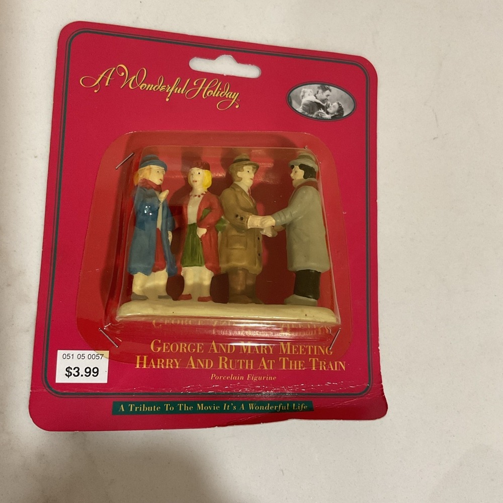 1997 It's A Wonderful Life George & Mary Meeting Harry & Ruth At Train Figurine